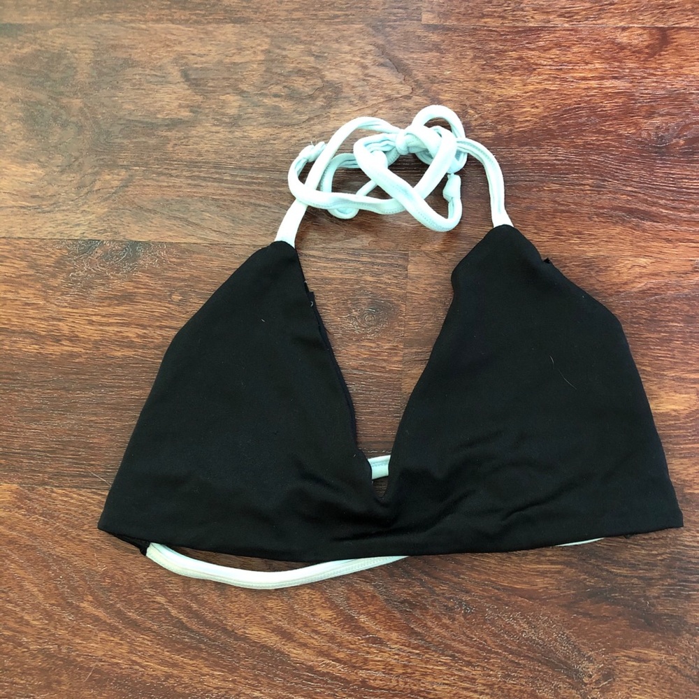 Black and blue halter top bikini